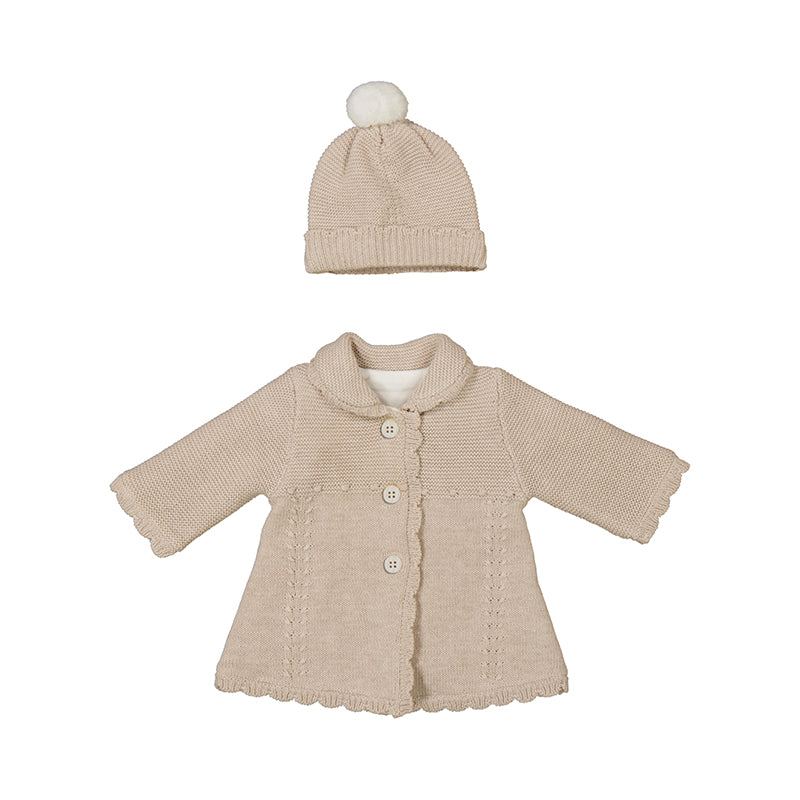 Tricot Coat and Hat Set in Neutral