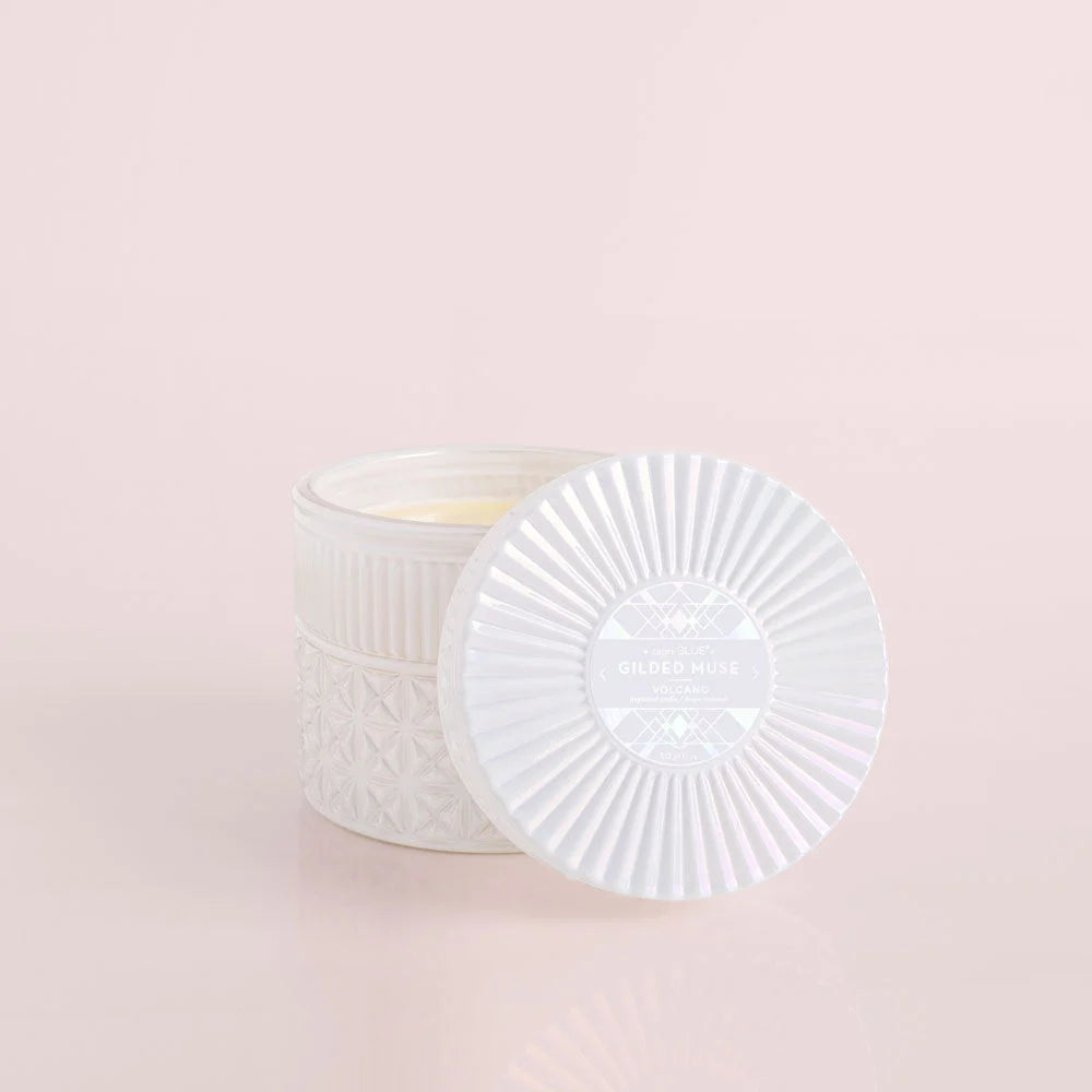 Volcano White Opal Gilded Faceted Jar
