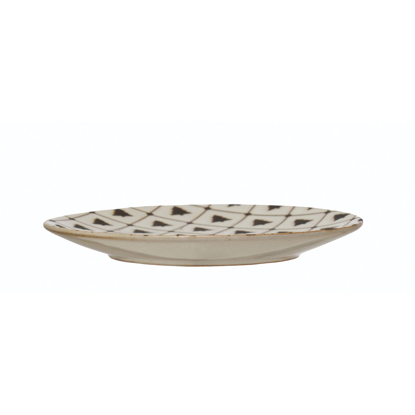 6" Round Stoneware Plate with Tree Pattern