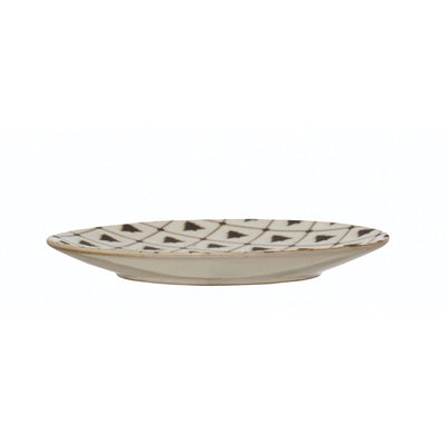 6" Round Stoneware Plate with Tree Pattern