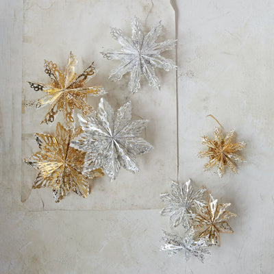 6"H Handmade Recycled Paper Folding Snowflake Ornament