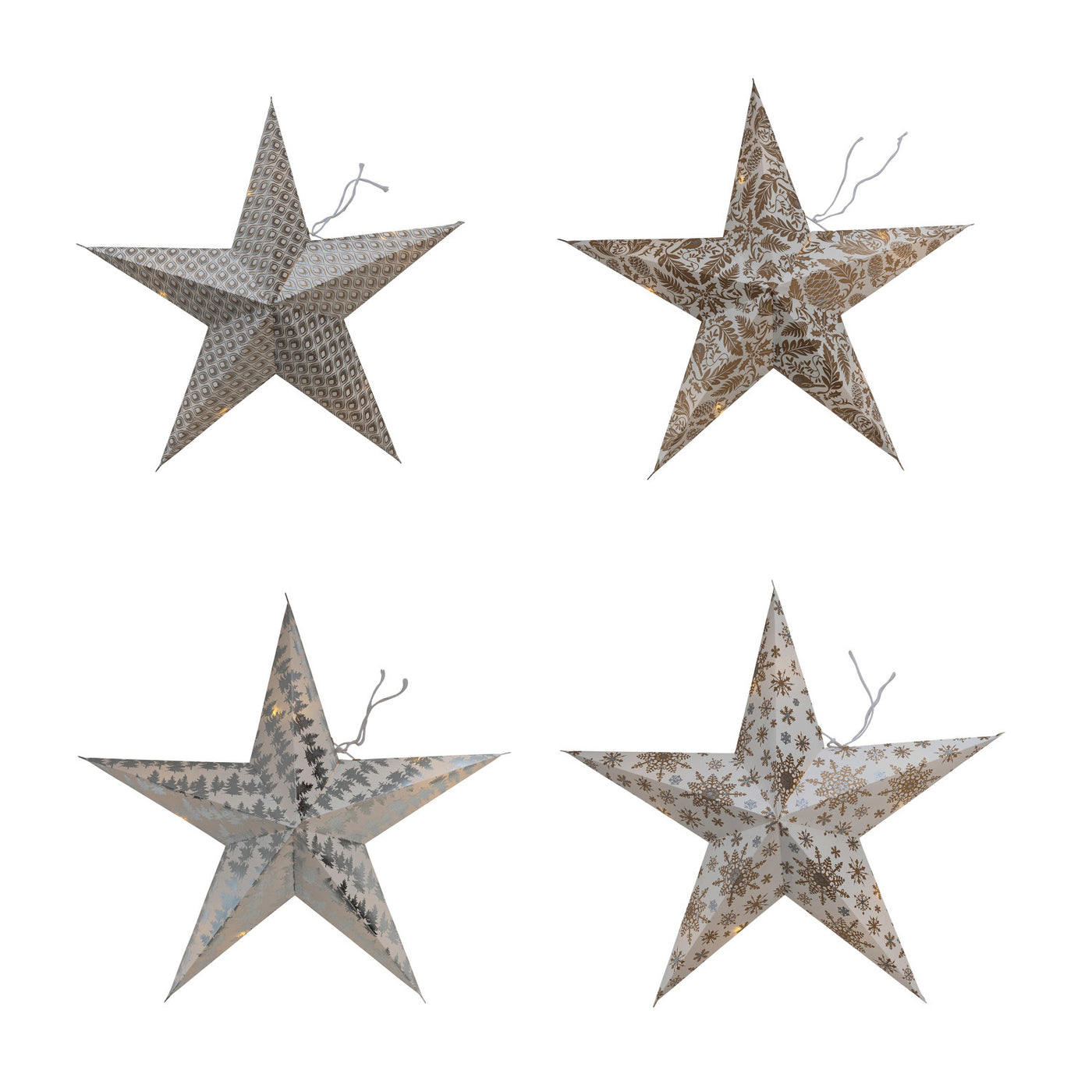 18"H Folding 5-Point Recycled Paper Star Ornament w/ LED Light String
