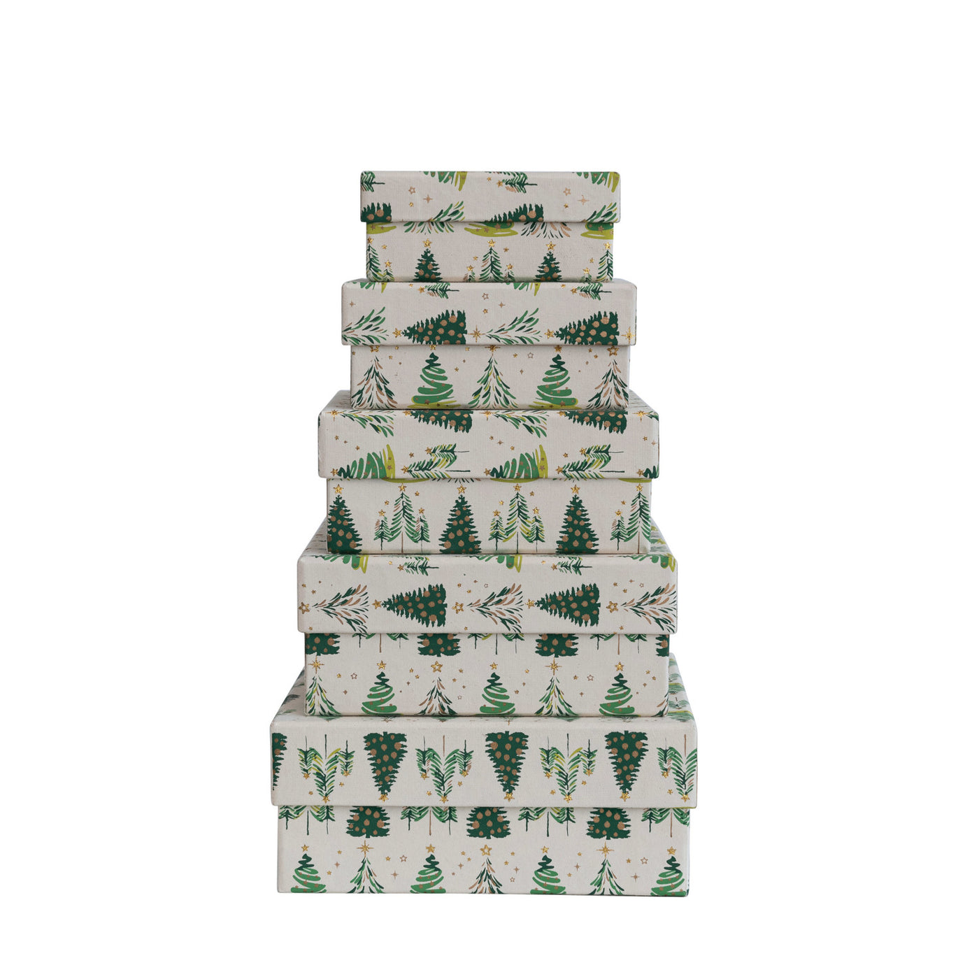 Printed Recycled Paper Gift Boxes w/ Tree Pattern