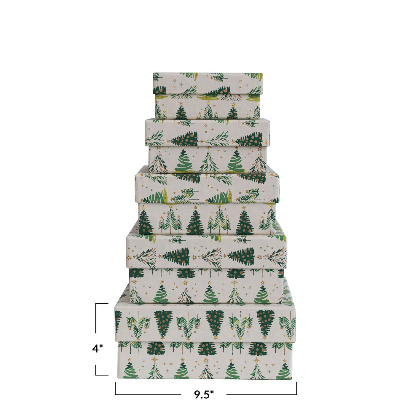Printed Recycled Paper Gift Boxes w/ Tree Pattern