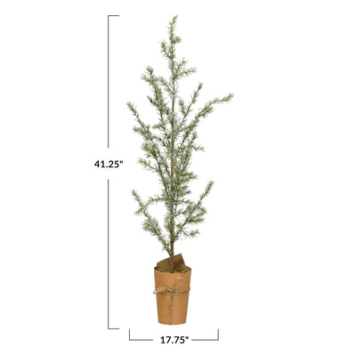 17-3/4" Round x 41-1/4"H Faux Atlas Cedar Tree in Paper Wrapped Pot