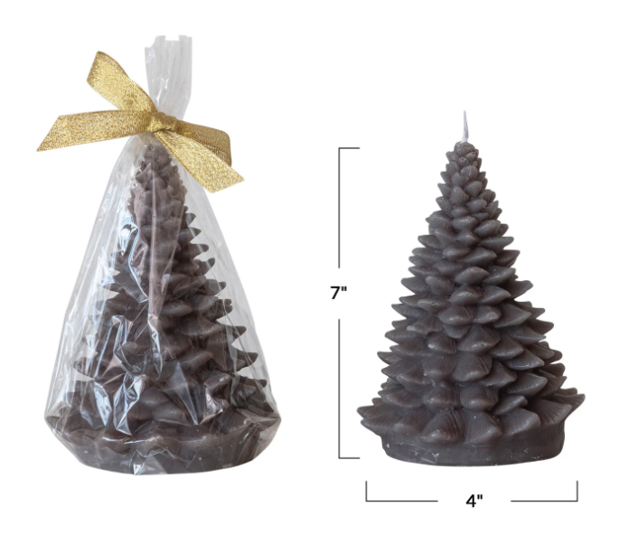 Unscented Tree Shaped Candle, Pewter Color