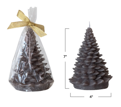 Unscented Tree Shaped Candle, Pewter Color