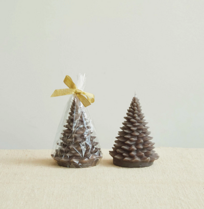 Unscented Tree Shaped Candle, Pewter Color