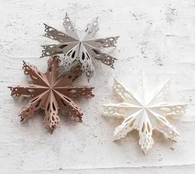 Recycled Paper Folding Snowflake Ornament, 3 Colors