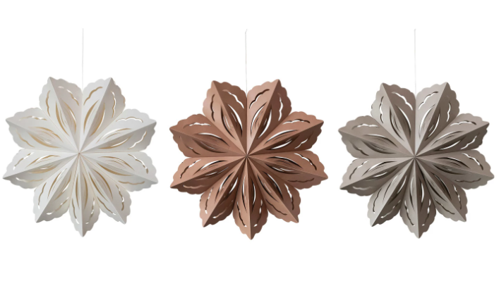 Recycled Paper Folding Snowflake Ornament, 3 Colors