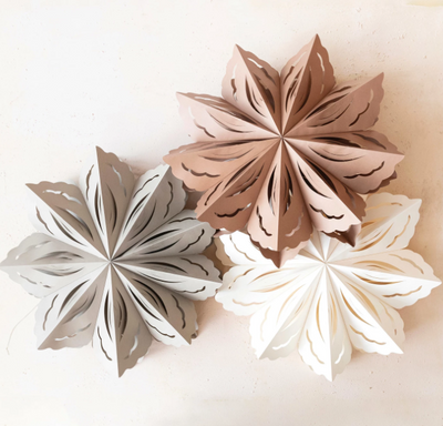 Recycled Paper Folding Snowflake Ornament, 3 Colors