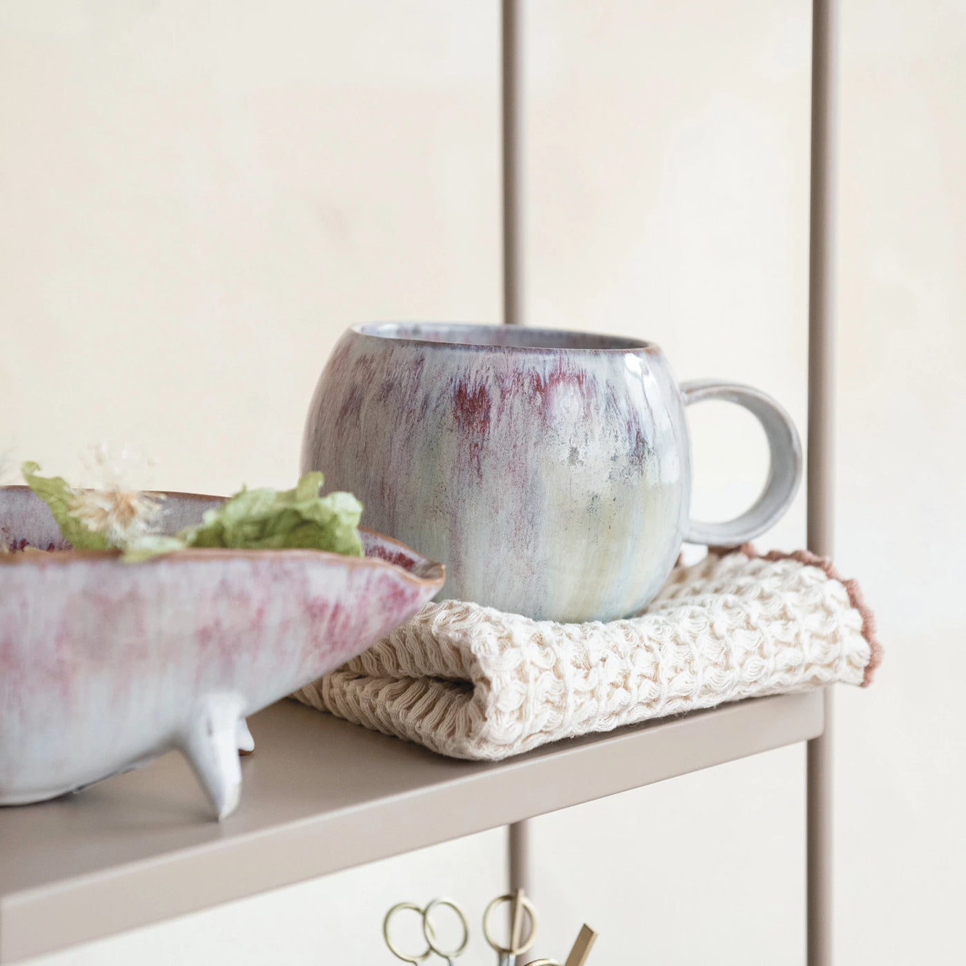 Square Cotton Waffle Weave Dish Cloths w/ Colored Edge, Set of 3