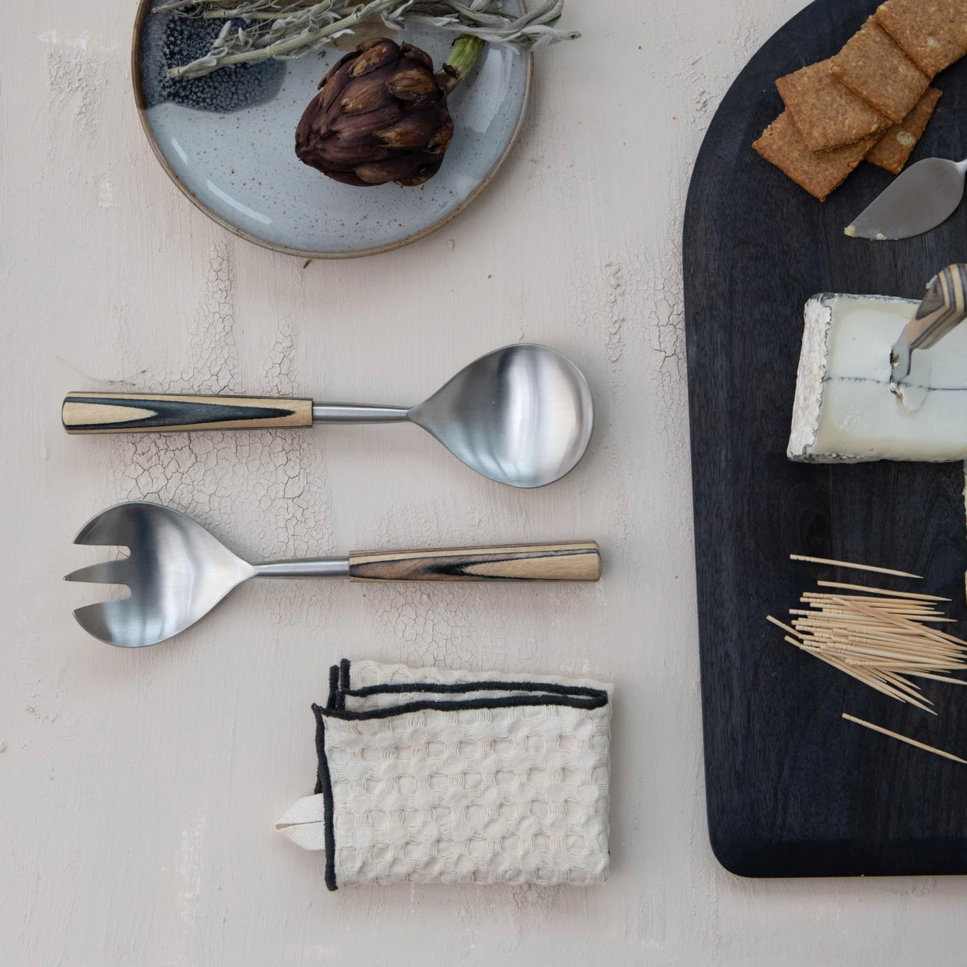 Square Cotton Waffle Weave Dish Cloths w/ Colored Edge, Set of 3