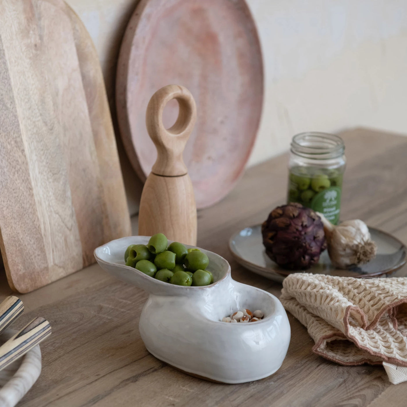 Square Cotton Waffle Weave Dish Cloths w/ Colored Edge, Set of 3