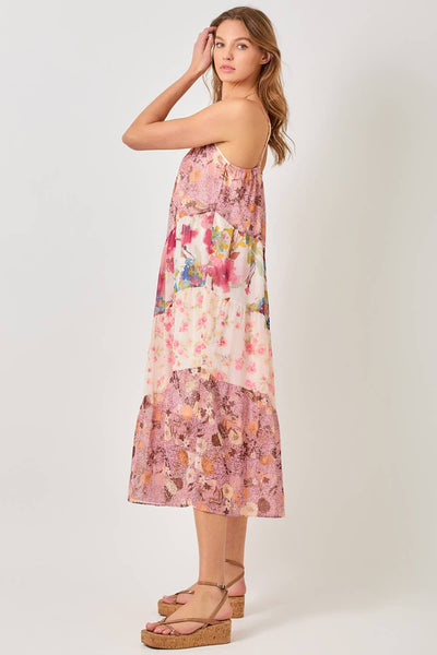 Scarlett Print Mixed Maxi Dress - Berry Mix