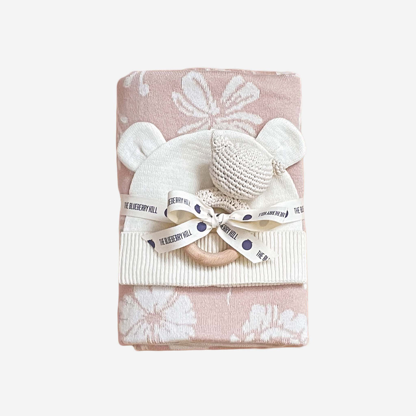 Floral Baby Gift Set Cotton Blanket, Rattle Teether Summer