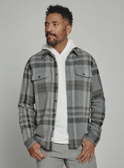 Generation Long Sleeve Plaid Shirt in Grey