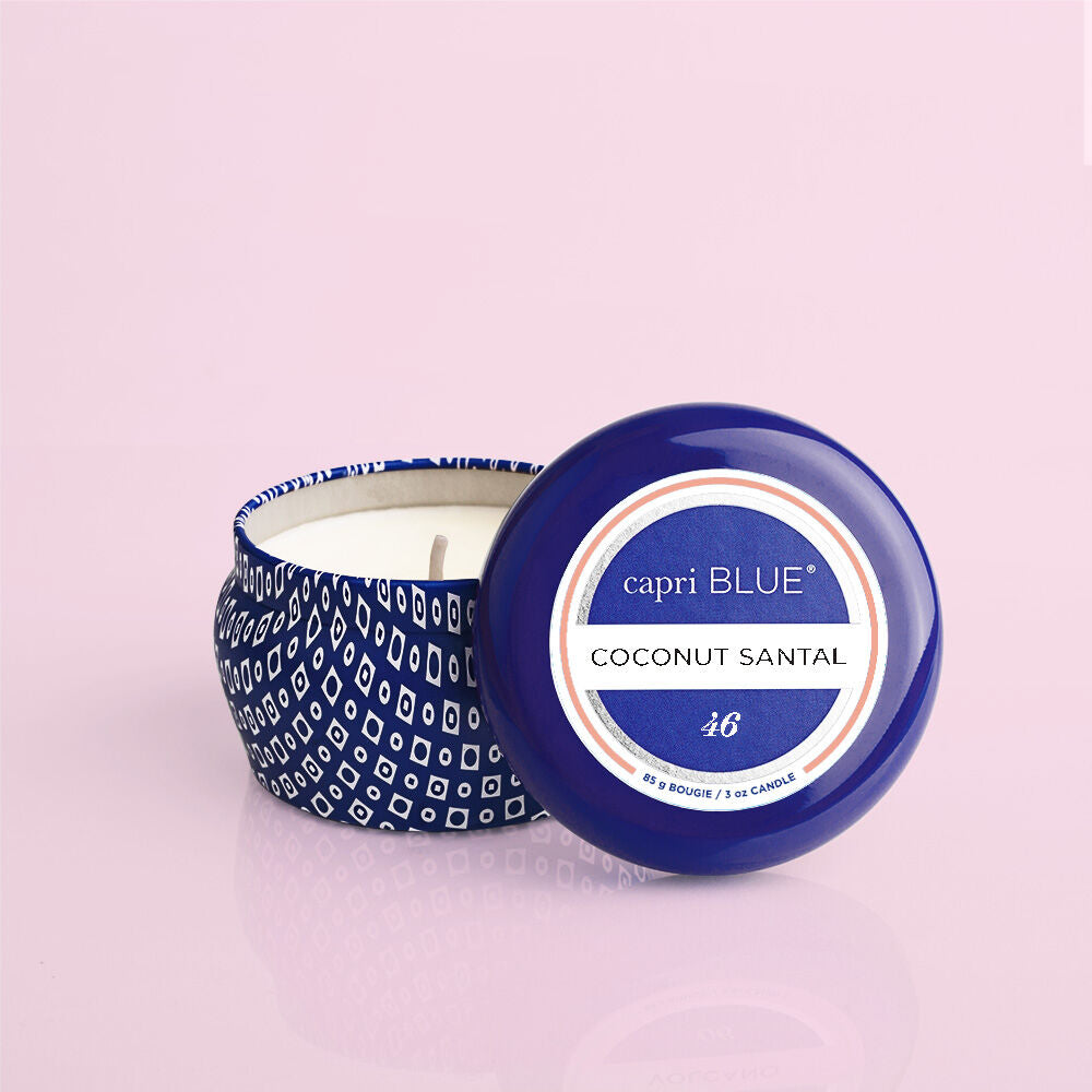 COCONUT SANTAL BLUE PRINTED MINI TIN, 3 OZ