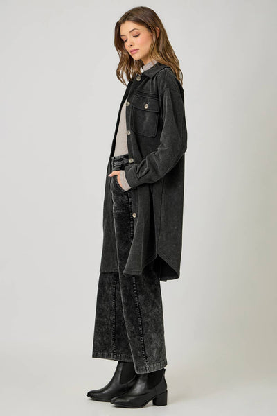 Golden Hour Terry Shacket -Black