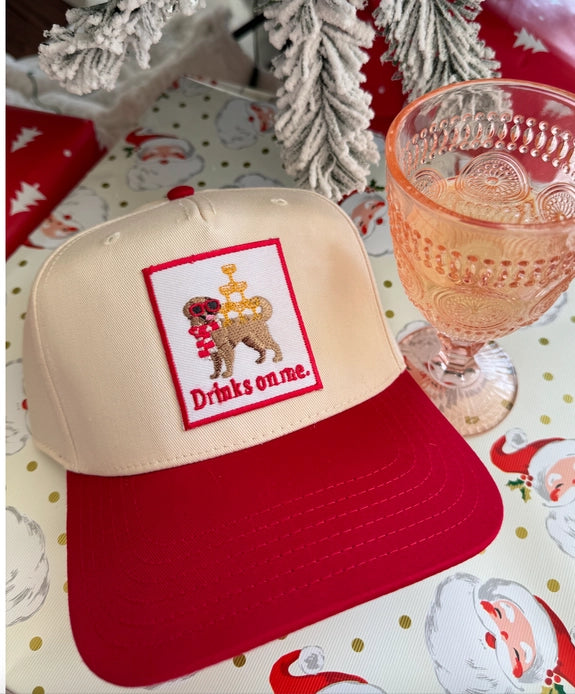 Drinks On Me - Red Vintage Hat