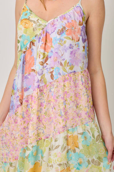 Scarlett Print Mixed Maxi Dress - Lavender Mix
