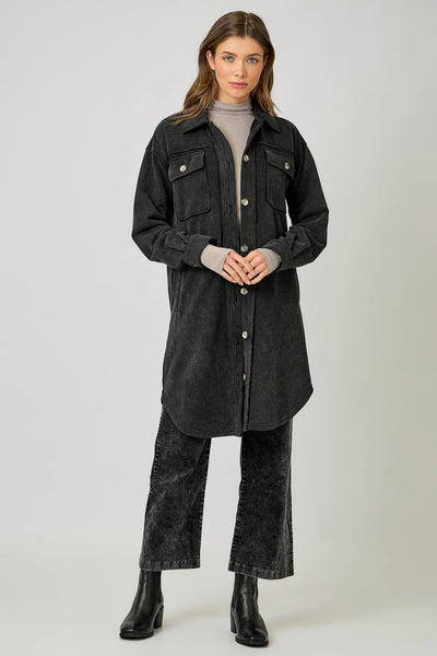 Golden Hour Terry Shacket -Black