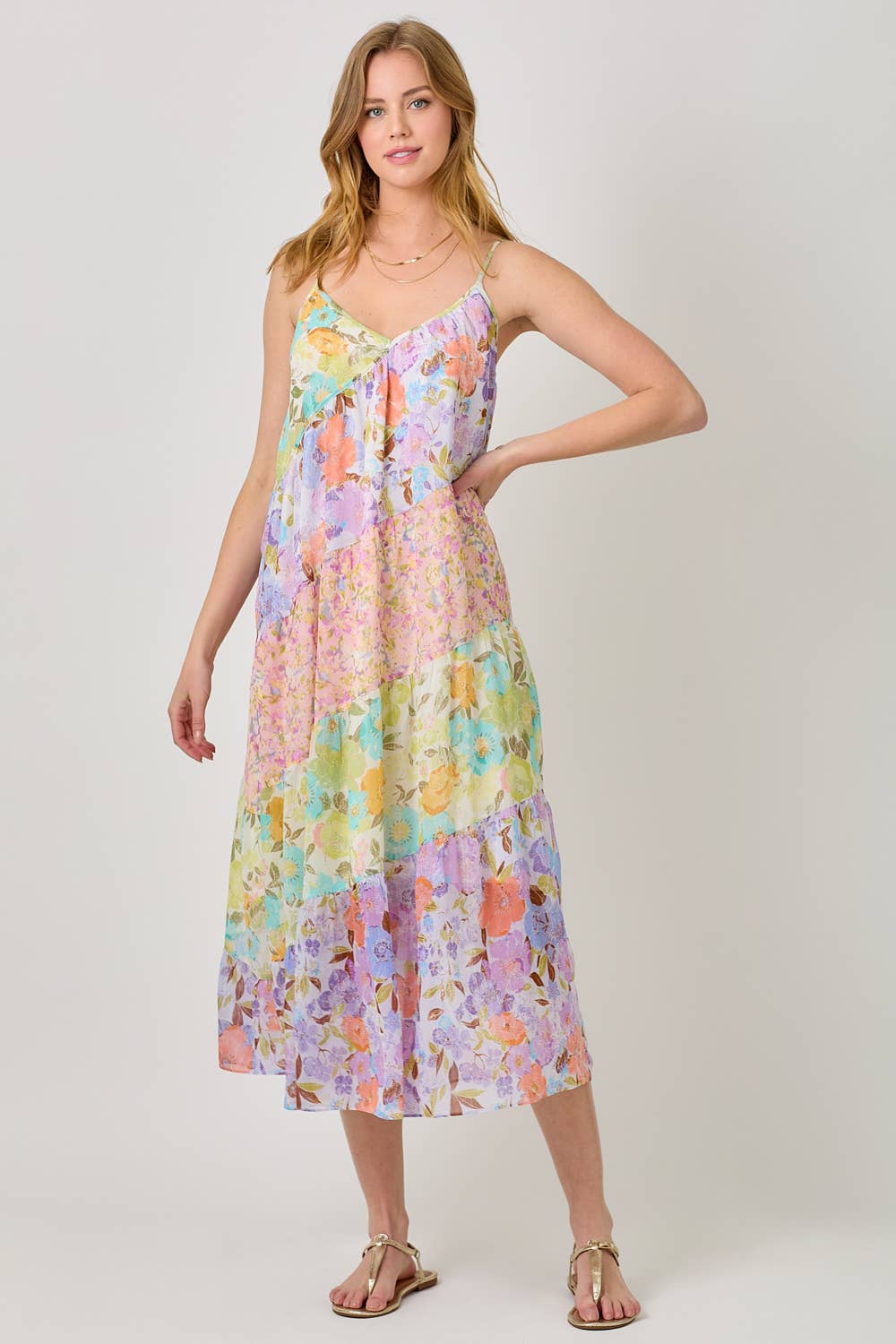 Scarlett Print Mixed Maxi Dress - Lavender Mix