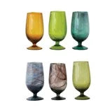 12 oz. Hand-Blown Stemmed Drinking Glass, 6 Colors