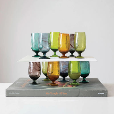 12 oz. Hand-Blown Stemmed Drinking Glass, 6 Colors