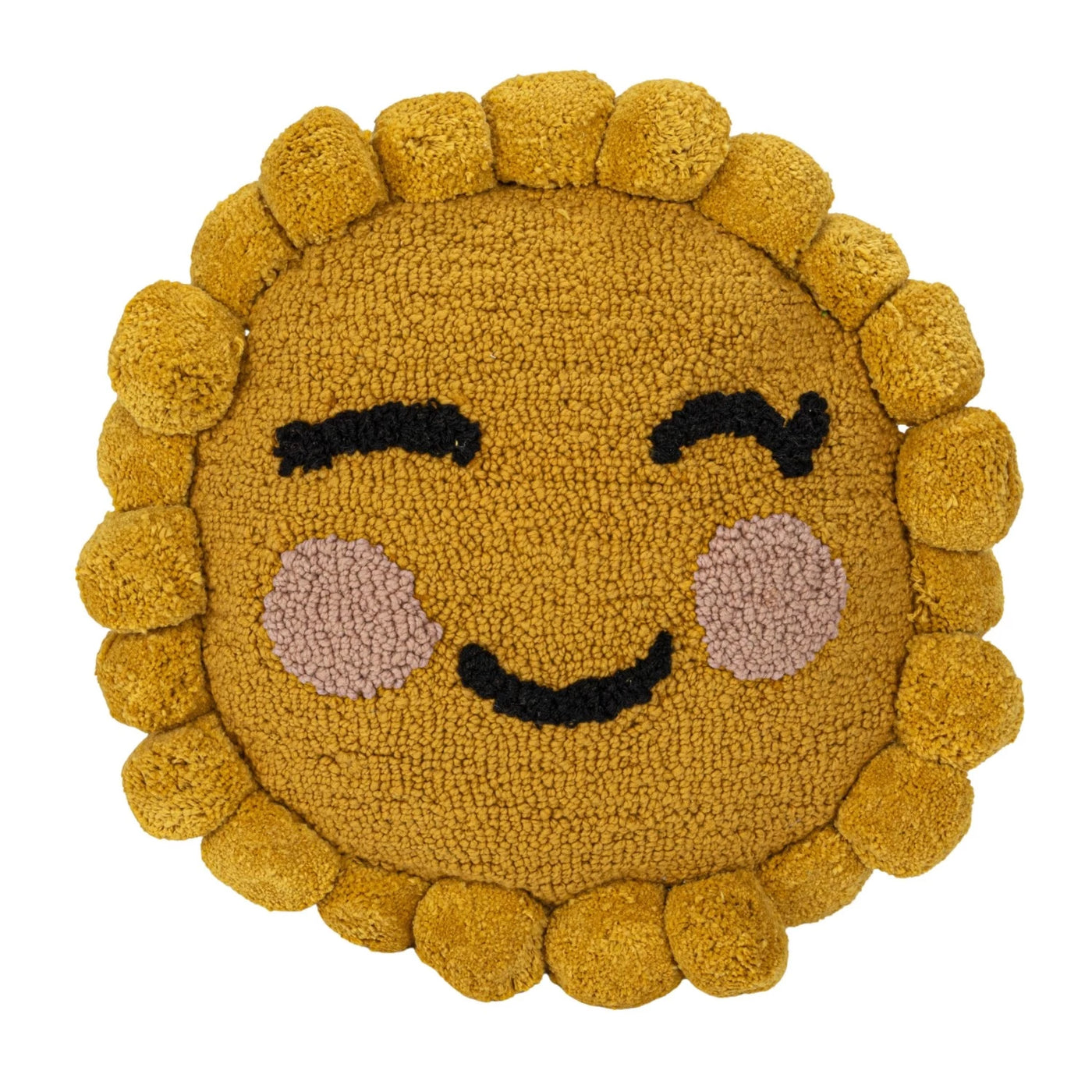 12" Round Cotton Tufted Sun Shaped Pillow
