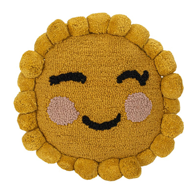 12" Round Cotton Tufted Sun Shaped Pillow