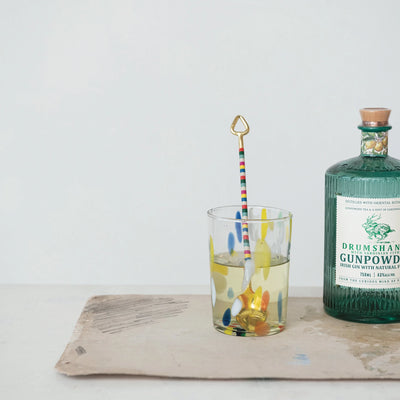 Stainless Steel Cocktail Spoon w/ Striped Handle