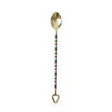 Stainless Steel Cocktail Spoon w/ Striped Handle