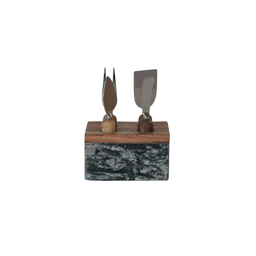Stainless Steel Cheese Servers w/ Stand, Set of 5