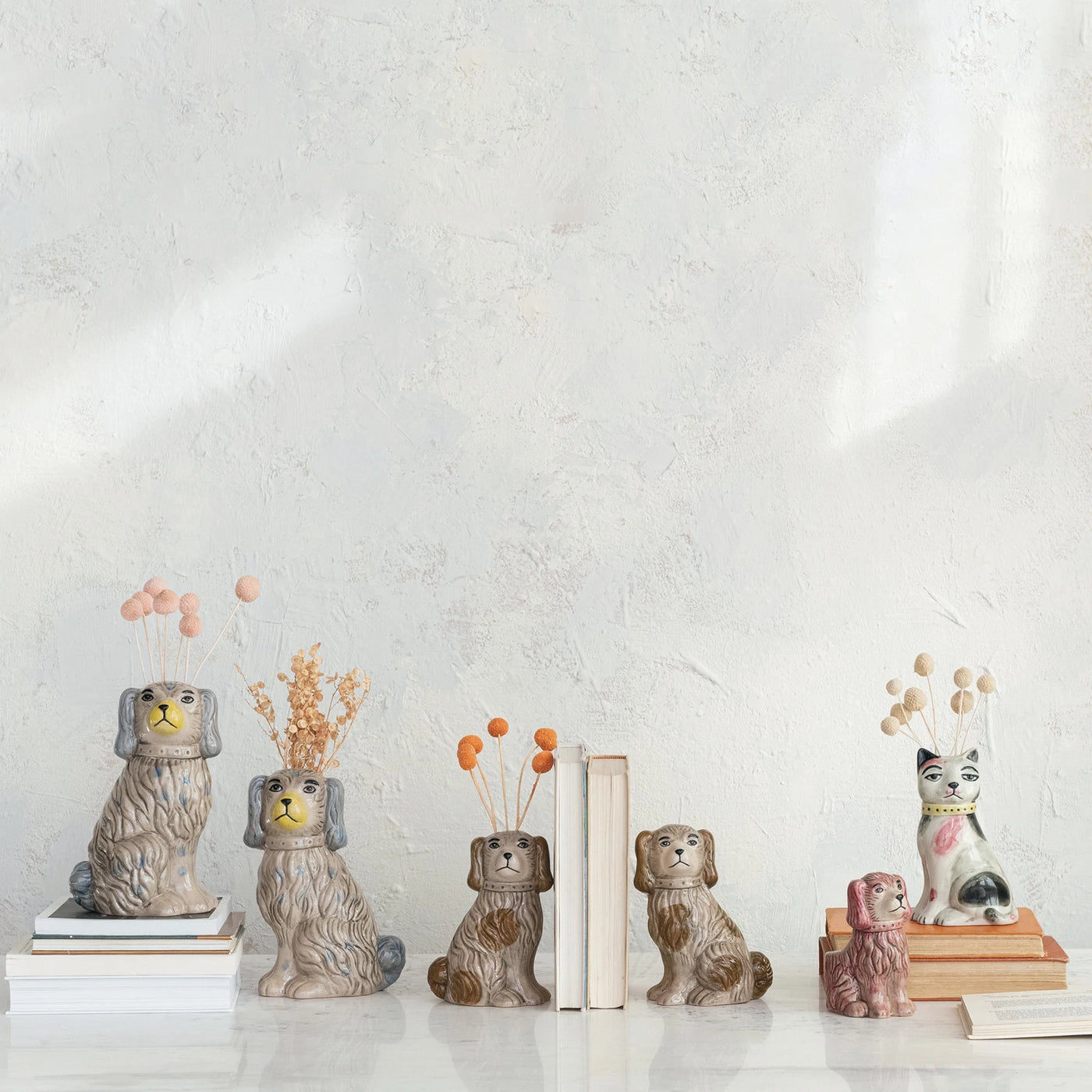 Hand-Painted Stoneware Vintage Reproduction Cat Vase