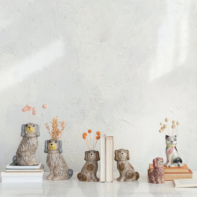 Hand-Painted Stoneware Vintage Reproduction Cat Vase