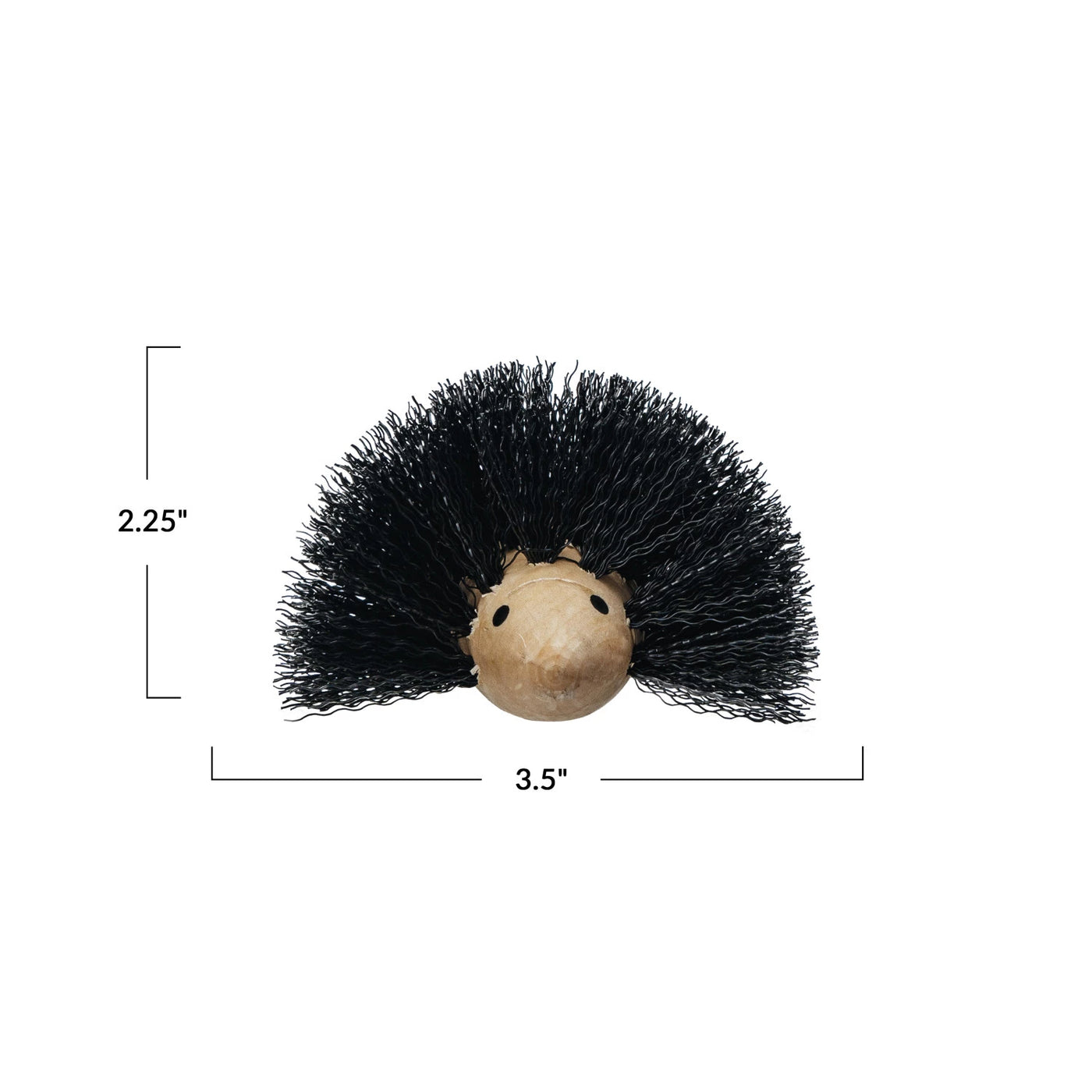 Wood & Plastic Hedgehog Shaped Brush, Black & Natural
