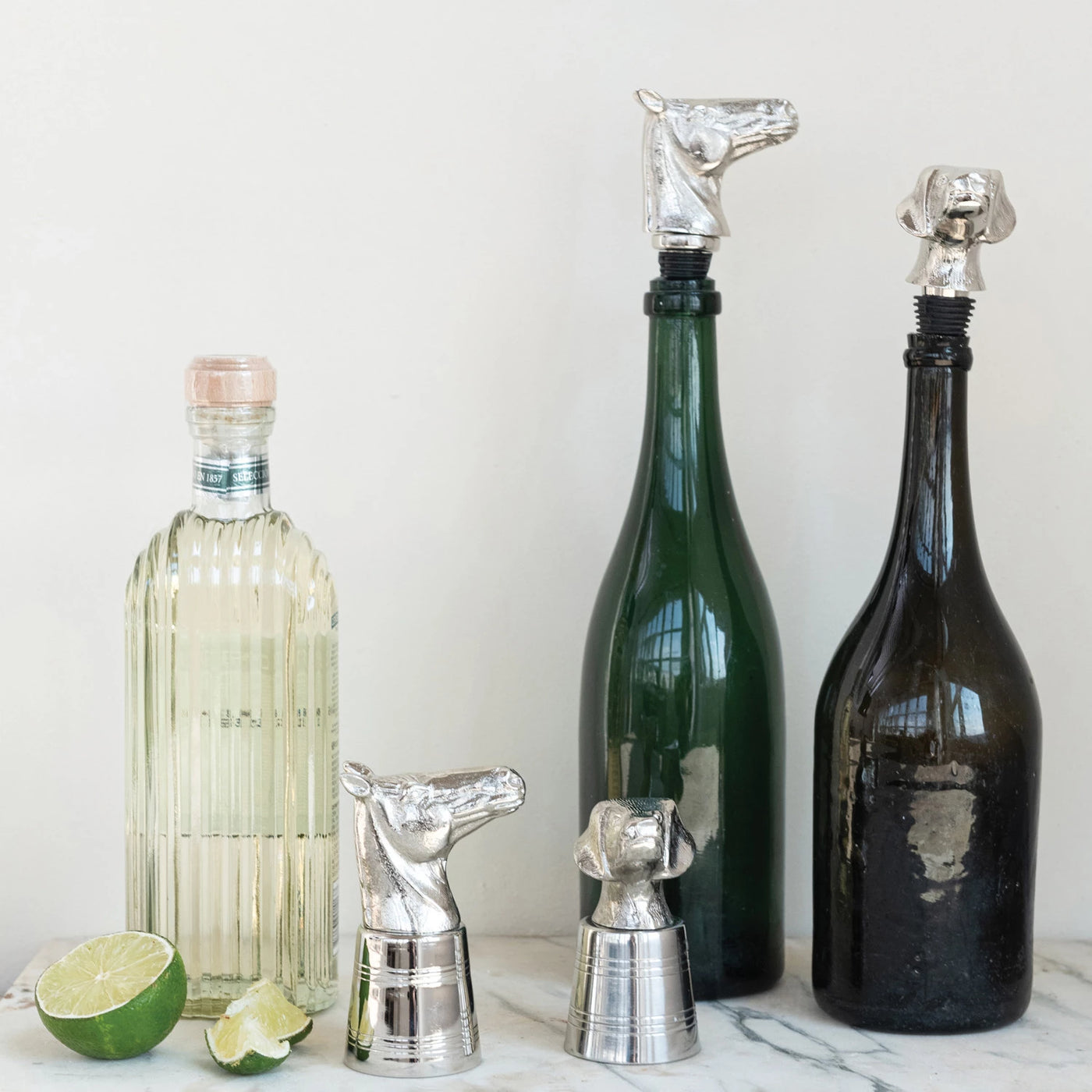 Cast Aluminum & Stainless Steel Dog Head Jigger in Kraft Box