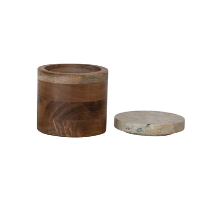 Acacia Wood Container with Marble Lid