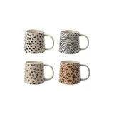 14 oz. Stoneware Mug with Animal Print Decal, 4 Styles