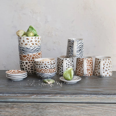 Stoneware Bowl with Animal Print Decal, 4 Styles