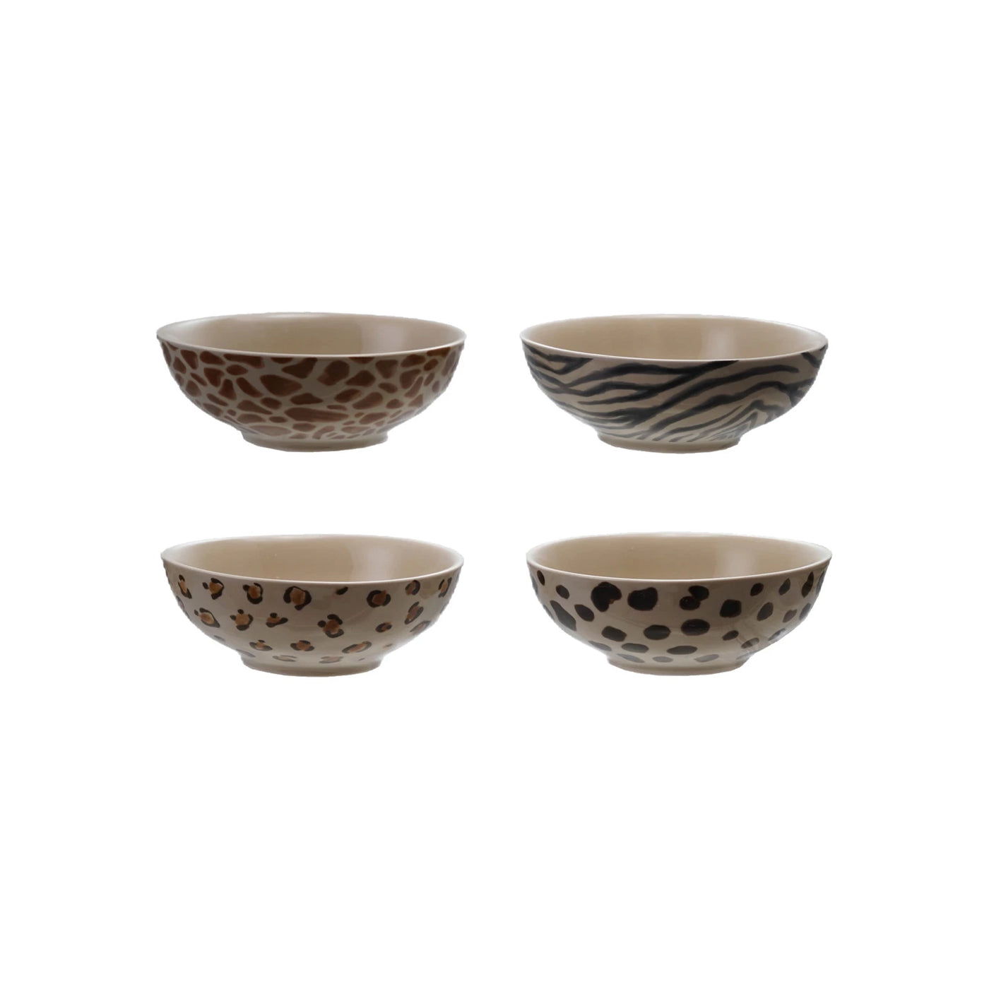 Stoneware Bowl with Animal Print Decal, 4 Styles
