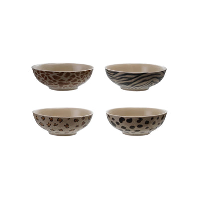 Stoneware Bowl with Animal Print Decal, 4 Styles