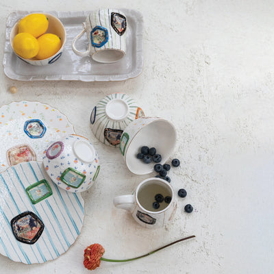 Embossed Hand-Painted Bowl with Gold Electroplating, 4 Styles