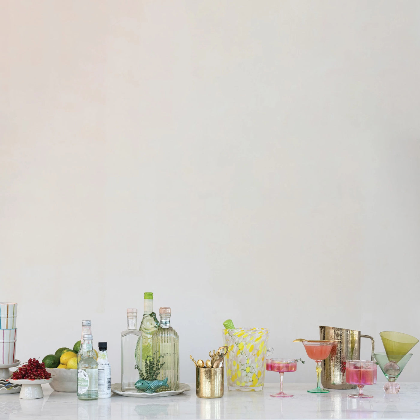 6 oz. Hand-Blown Pleated Flower Shaped Stemmed Coupe Glass