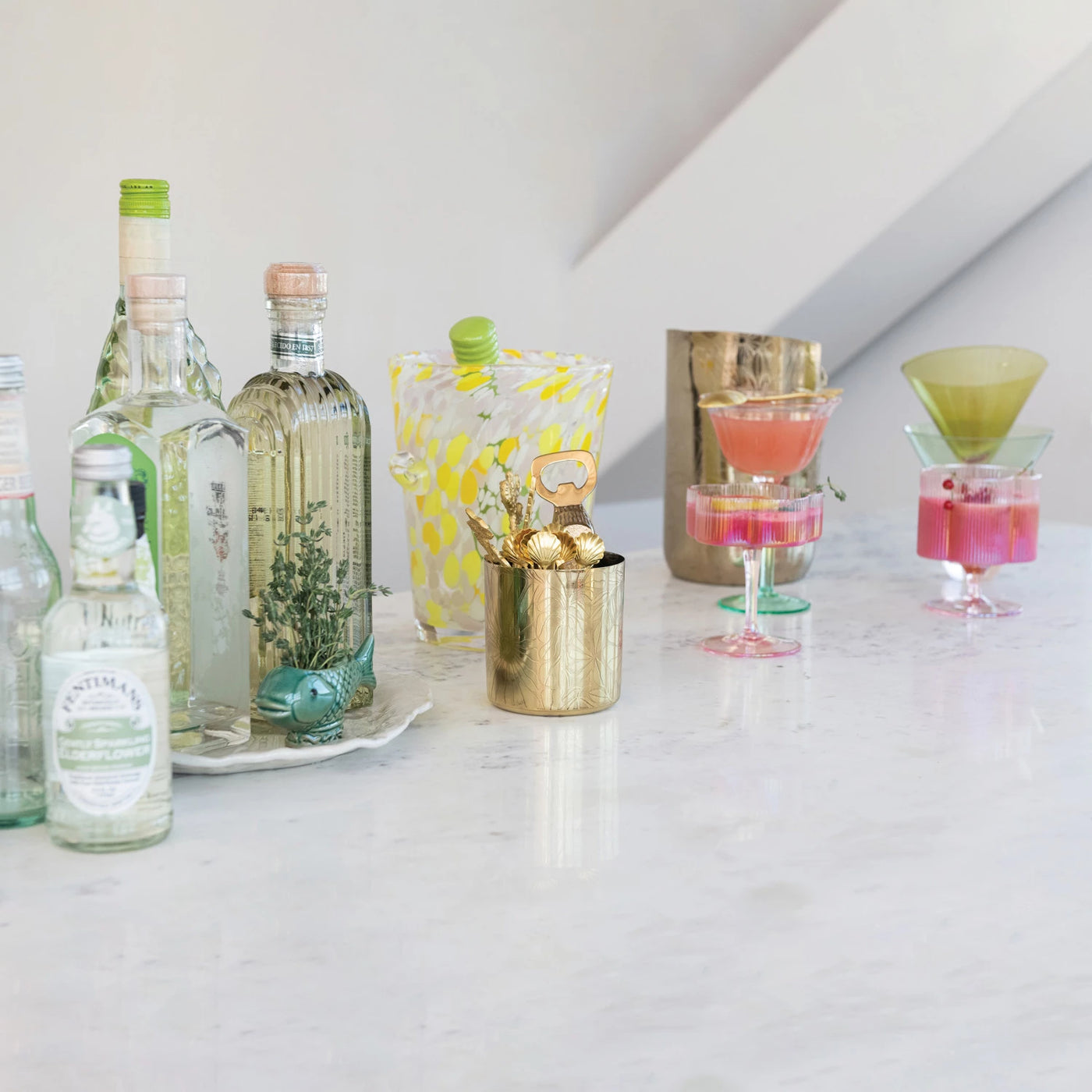 6 oz. Hand-Blown Pleated Flower Shaped Stemmed Coupe Glass