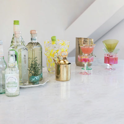 6 oz. Hand-Blown Pleated Flower Shaped Stemmed Coupe Glass