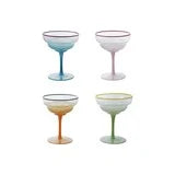 4 oz. Fluted Stemmed Coupe Glass with Colored Rim, 4 Ombre Colors