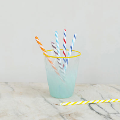 Hand-Blown Glass Cocktail Stir Sticks with Stripes, Boxed Set of 6