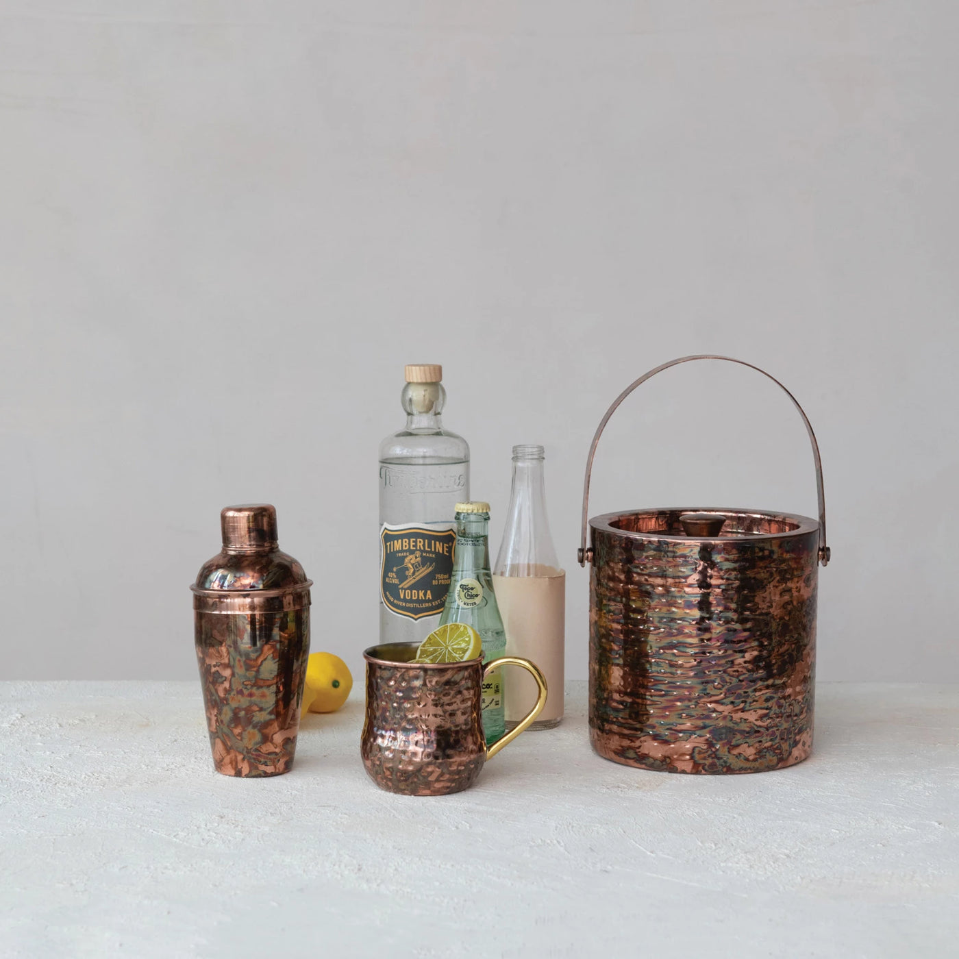 16 oz. Hammered Stainless Steel Mule Mug w/ Brass Handle, Oxidized Copper Finish